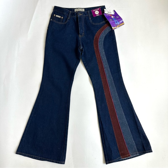 Zana Di Vintage Super Bell Bottom Flare Sparkle 90s Y2K Jeans 9/10 NWT - Picture 2 of 12